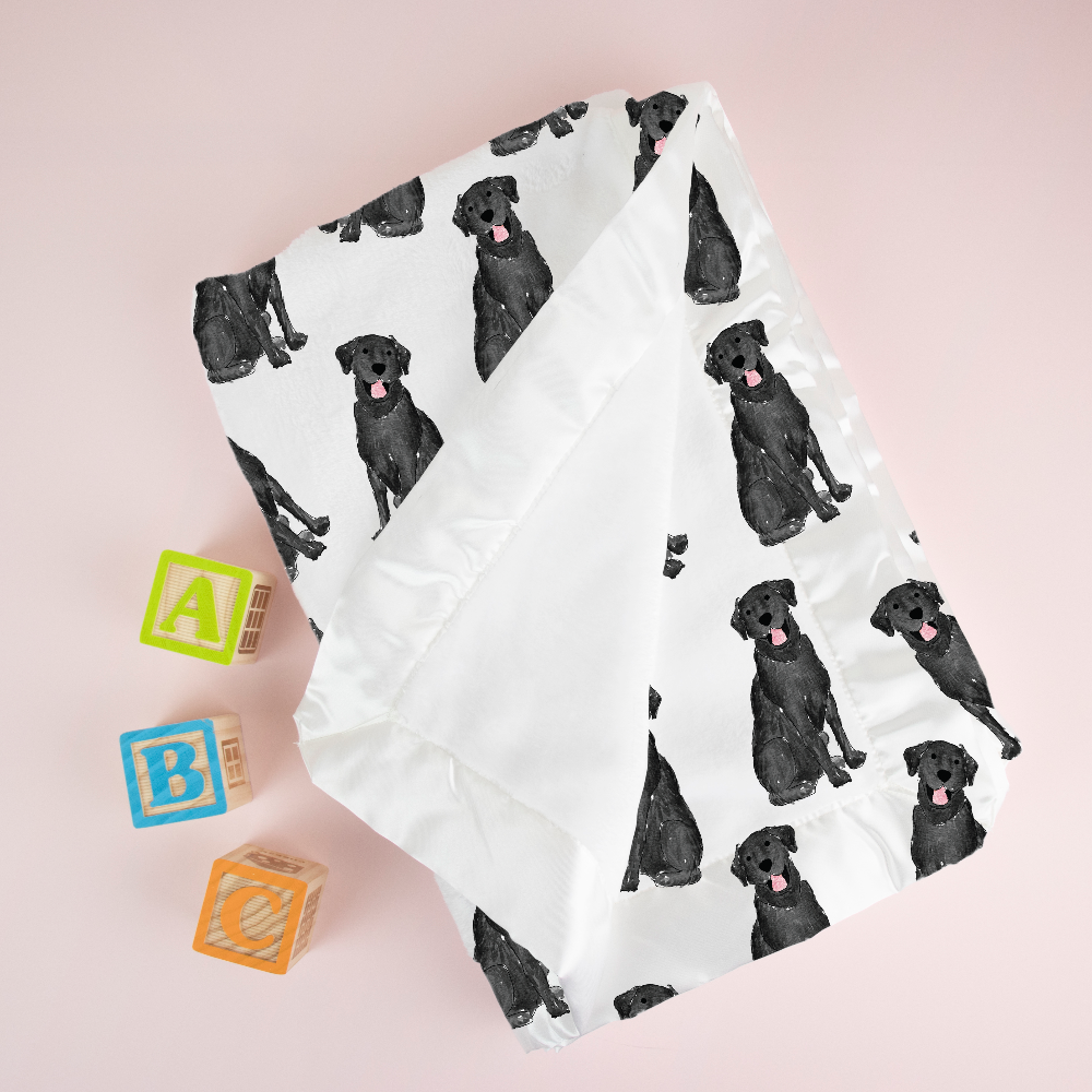 Dogthemed baby shower gift with black lab pattern