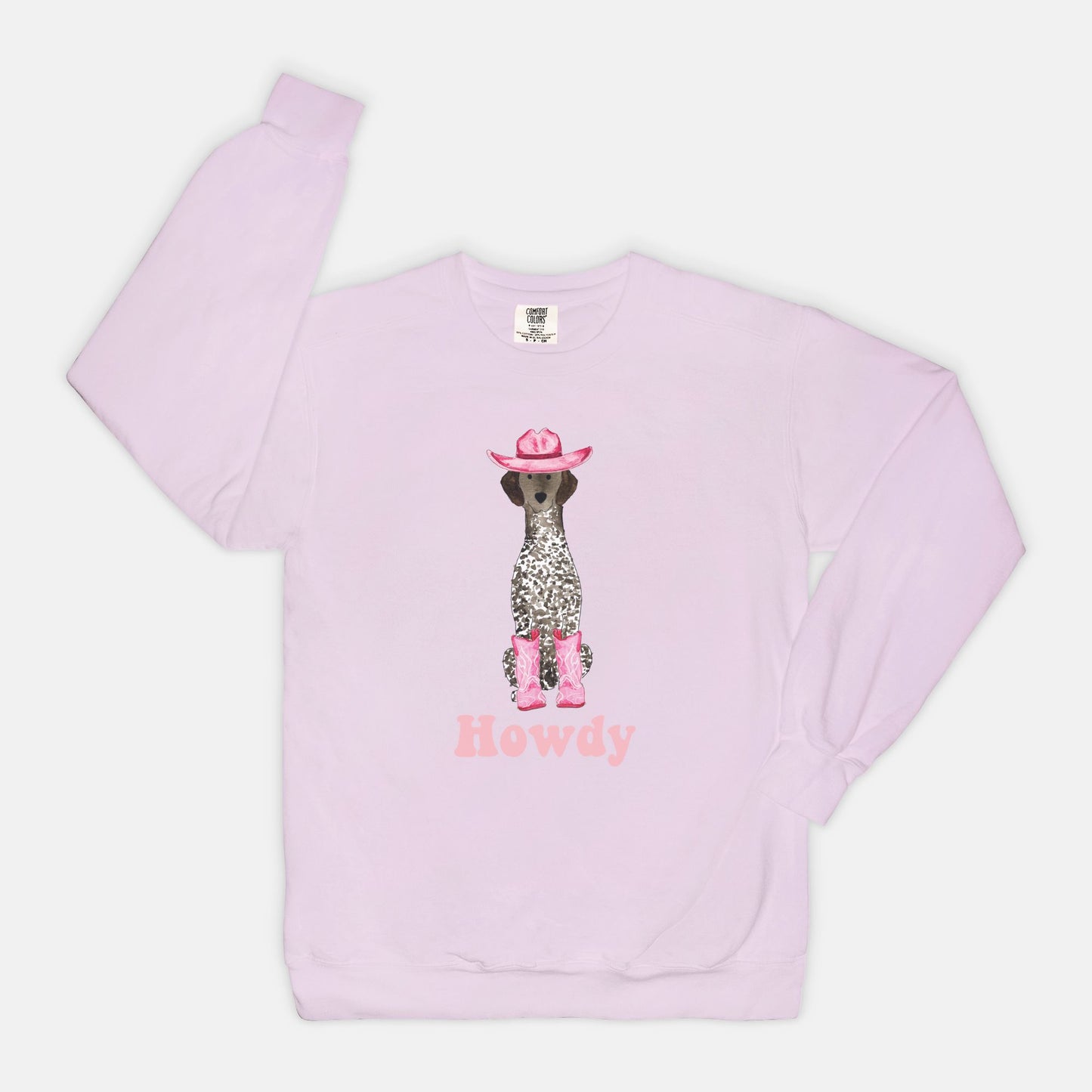 Howdy Cowgirl German Shorthaired Pointer Comfort Color Crewneck Sweatshirt