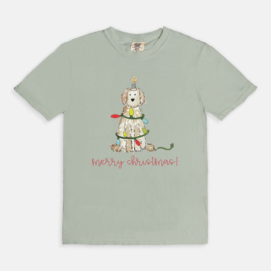 Festive Christmas Cream Doodle Comfort Color Tee