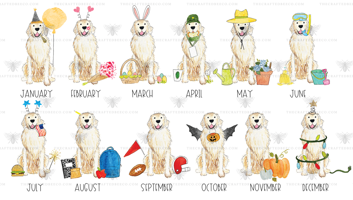 Light Golden Retriever 2024 Calendar