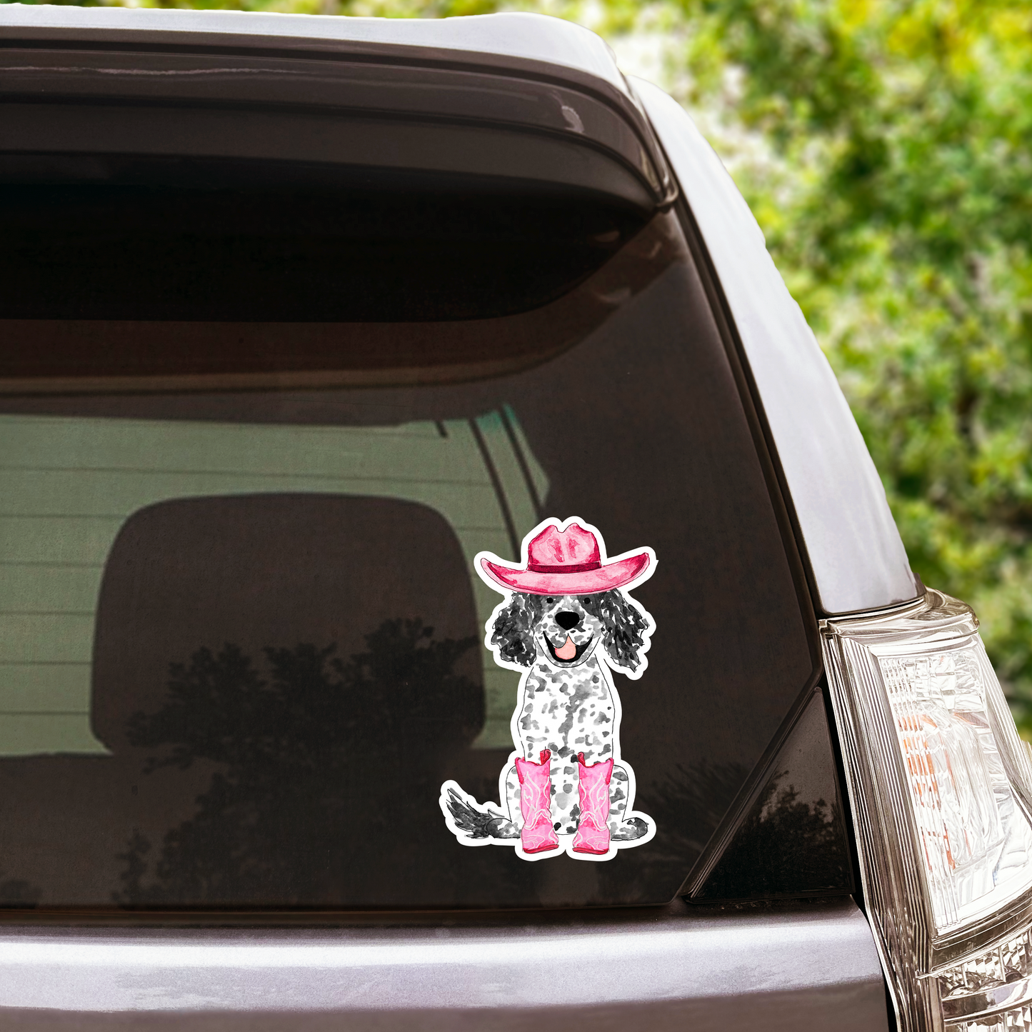 Howdy Cowgirl Brown Spaniel Stickers - 4" x 4"