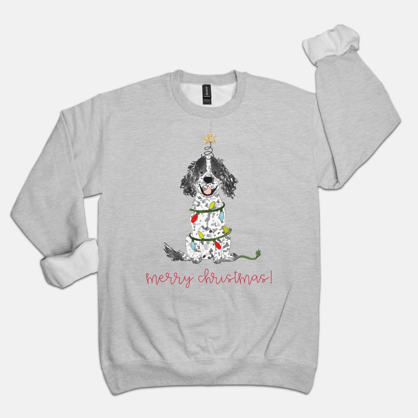 Festive Christmas Brown Parti Spaniel Gildan Sweatshirt