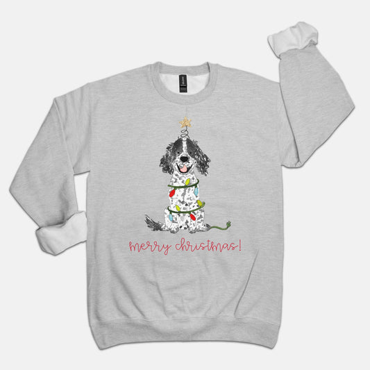 Festive Christmas Brown Parti Spaniel Gildan Sweatshirt