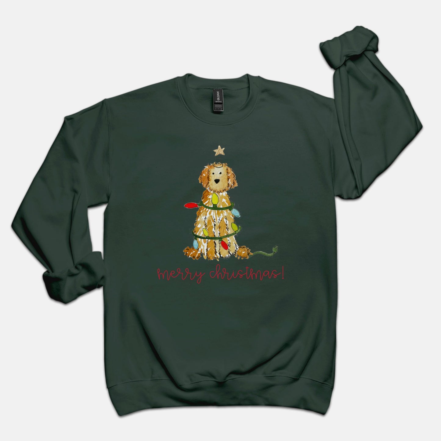 Festive Christmas Apricot Doodle Gildan Sweatshirt
