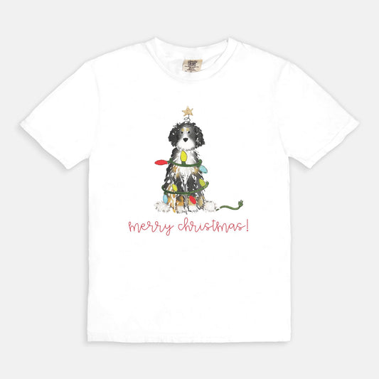 Festive Christmas Bernadoodle Comfort Color Tee