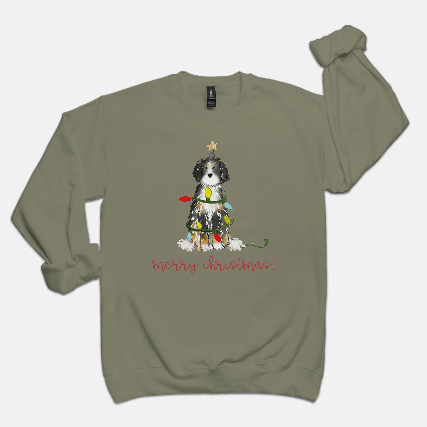 Festive Christmas Bernadoodle Gildan Sweatshirt