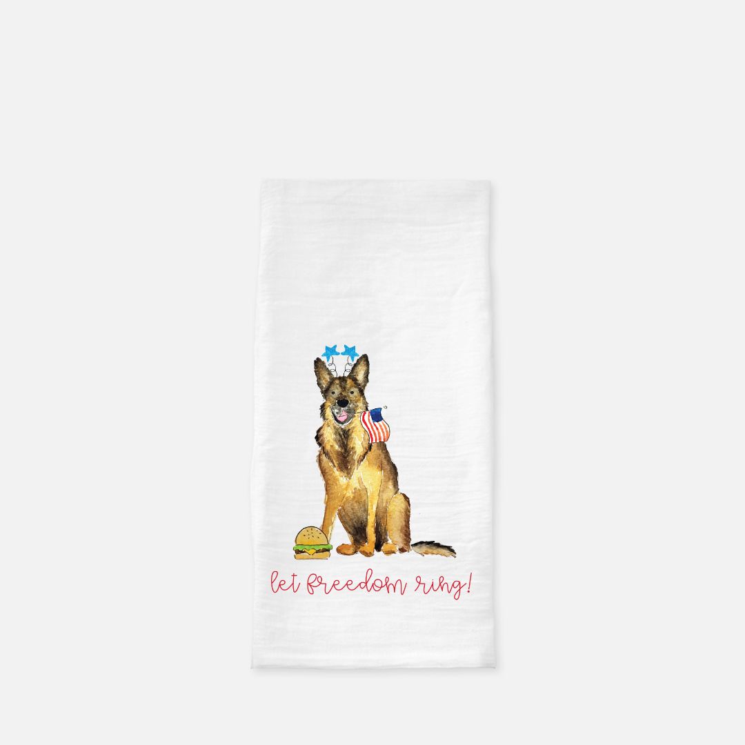 Patriotic German Shepherd Tea Towel