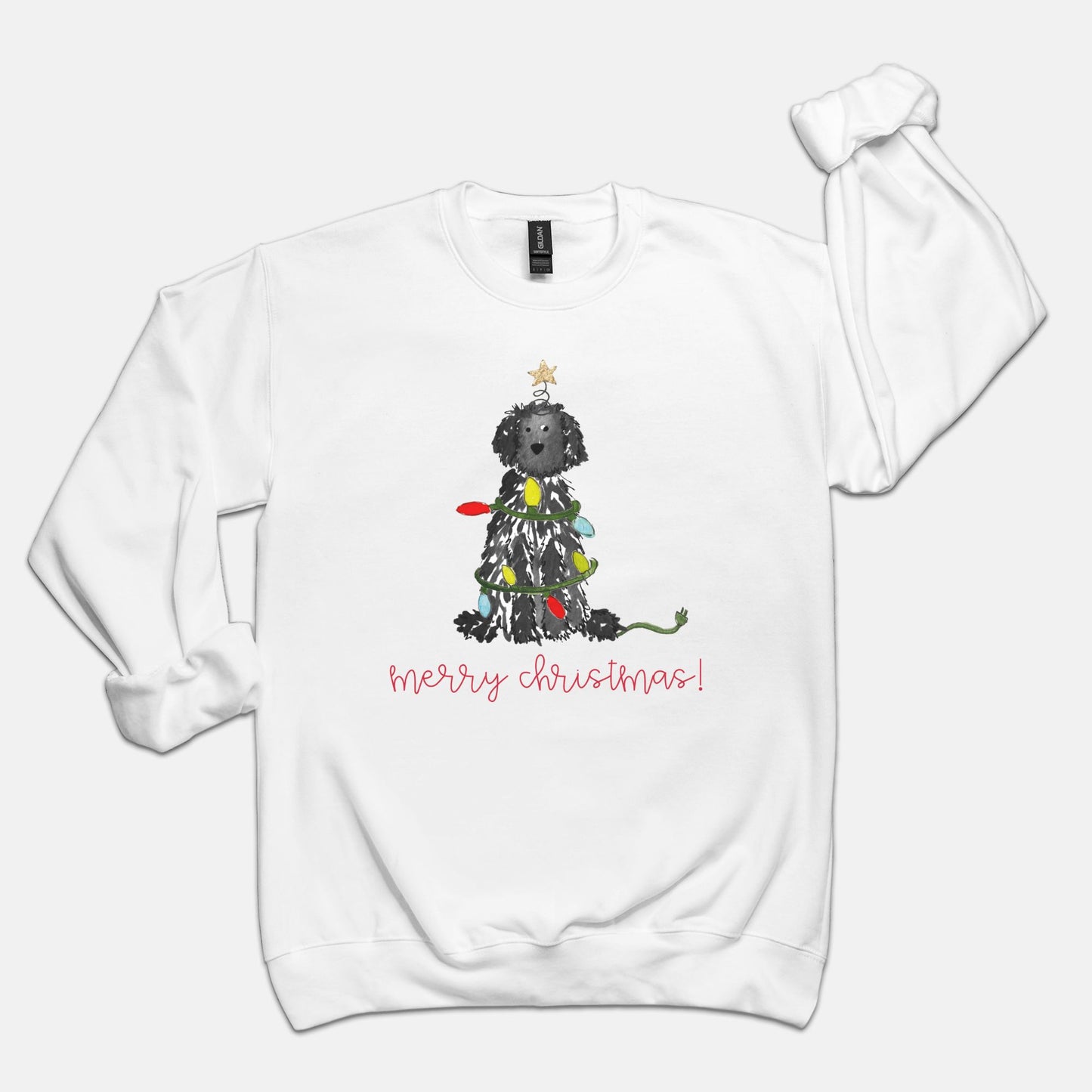 Festive Christmas Black Doodle Gildan Sweatshirt