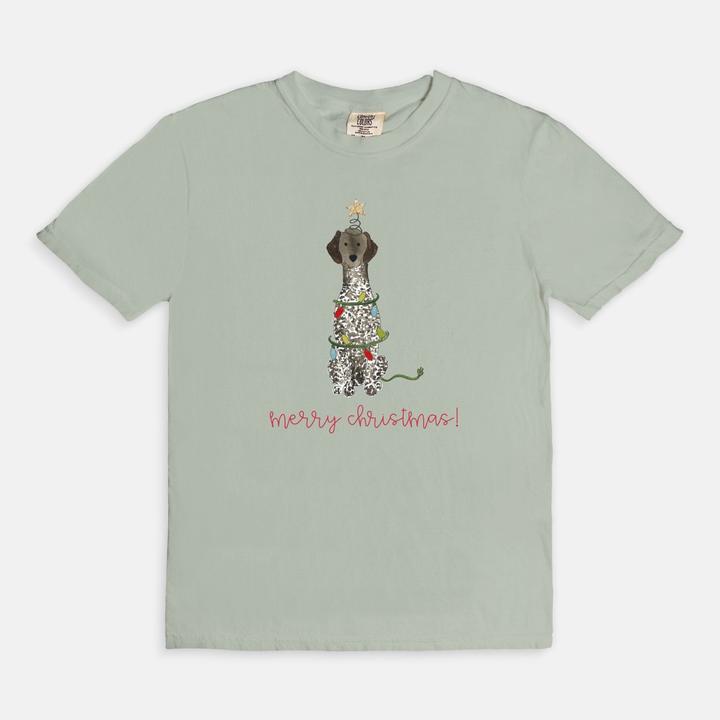 Festive Christmas German Shorthair Pointer Comfort Color Tee