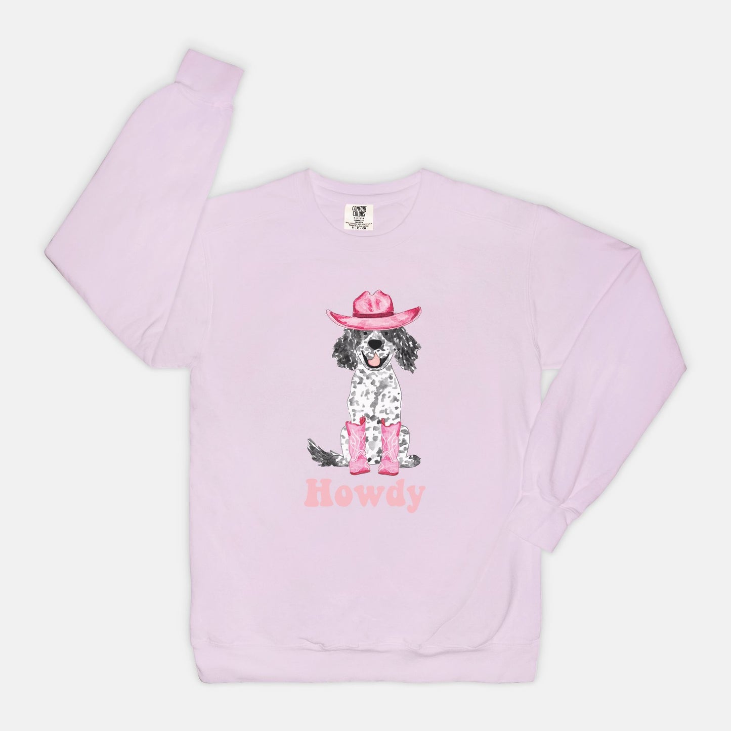 Howdy Cowgirl Spaniel Comfort Color Crewneck Sweatshirt