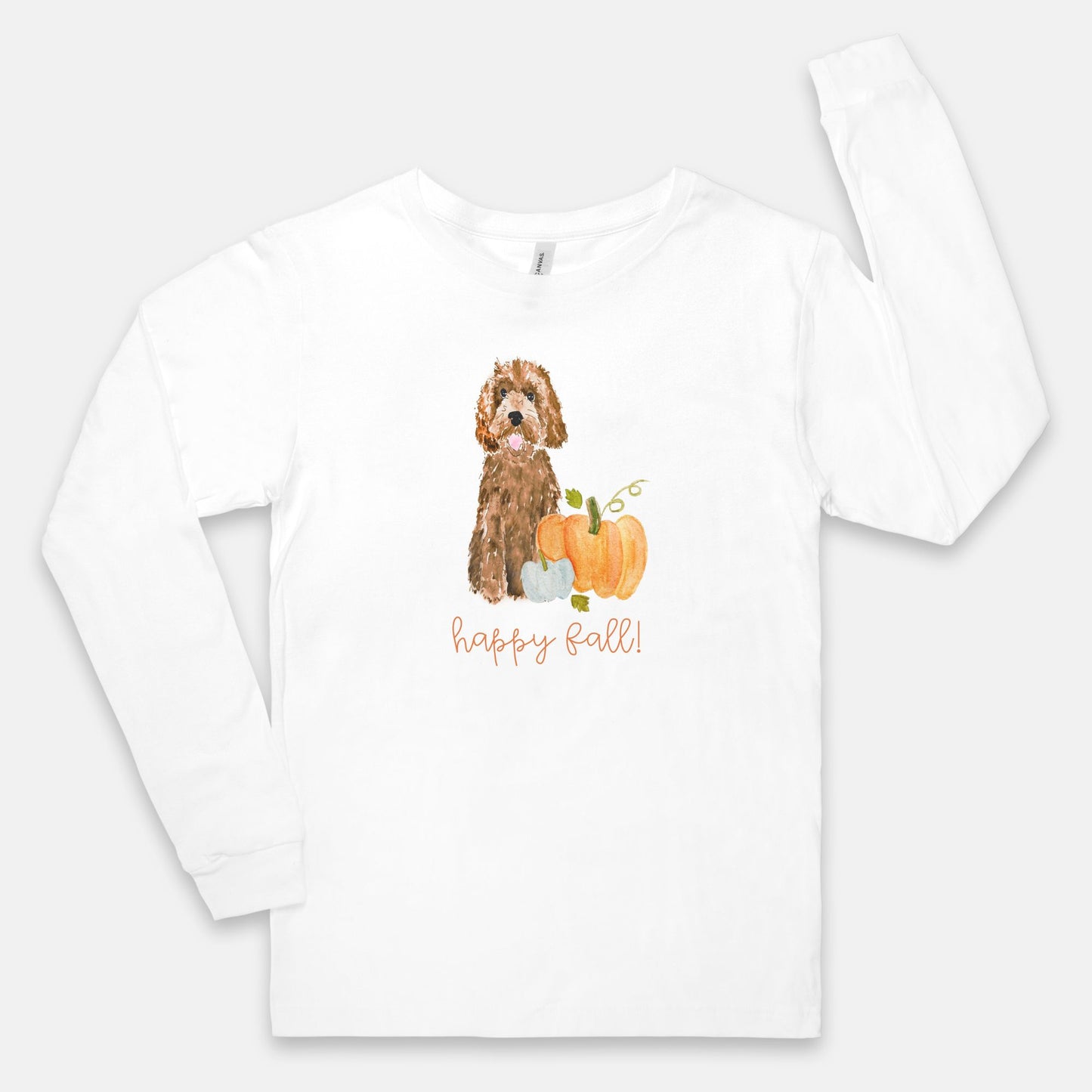 Fall Pumpkin Apricot Mini Doodle Bella Canvas Long Sleeve Tee