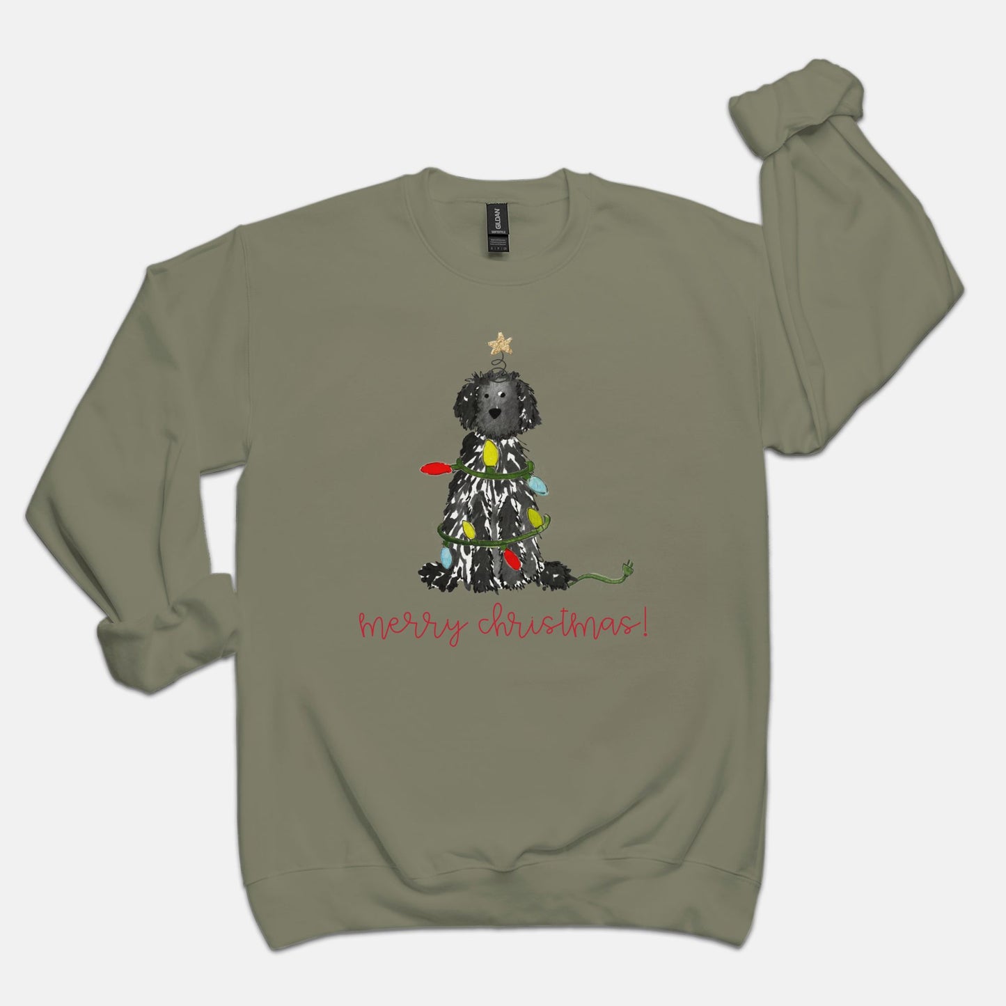 Festive Christmas Black Doodle Gildan Sweatshirt