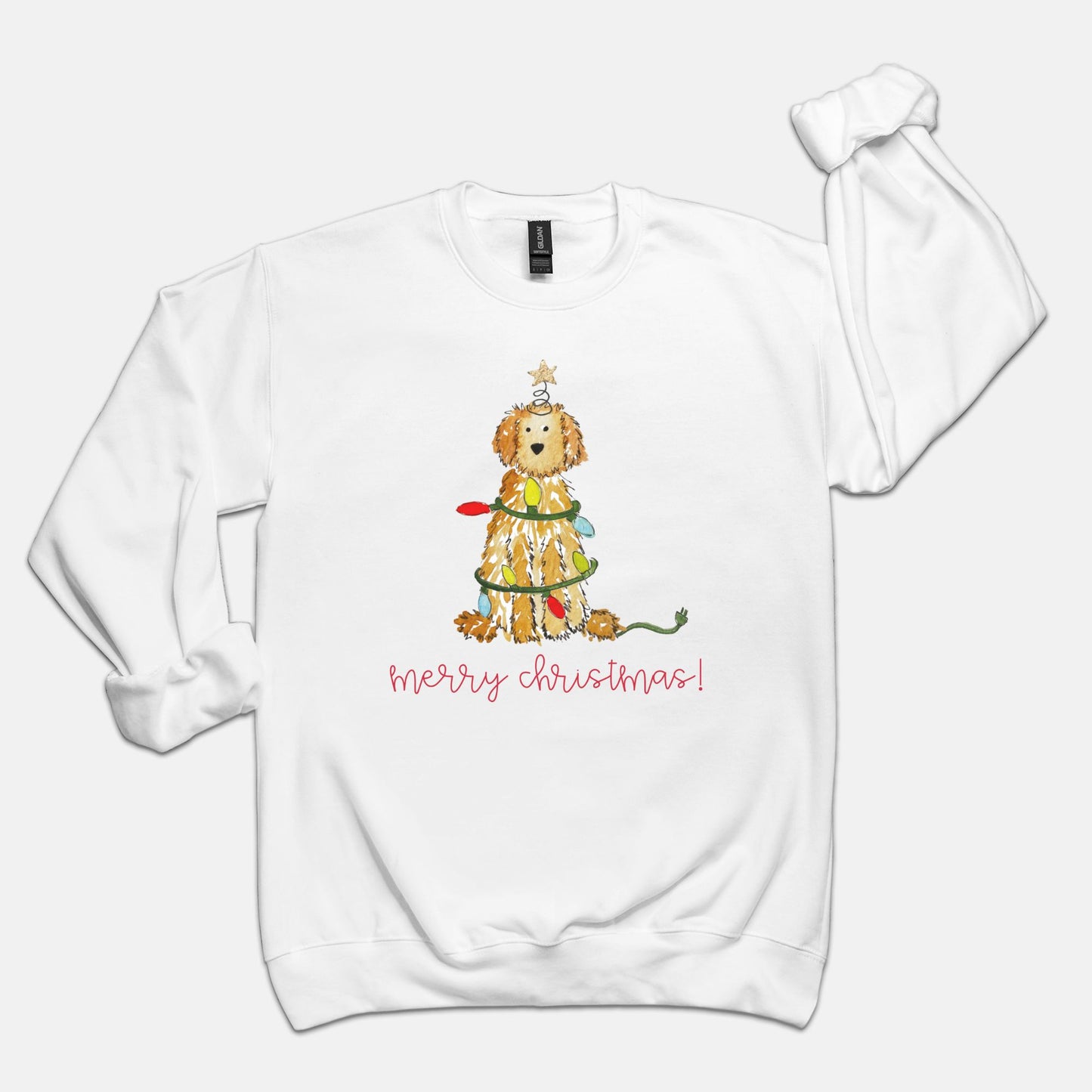 Festive Christmas Apricot Doodle Gildan Sweatshirt