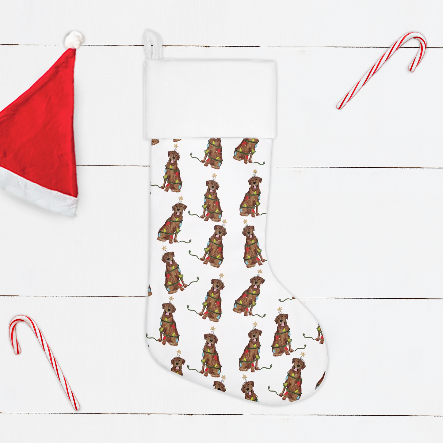 Festive Christmas Chocolate Lab Stocking | Christmas Dog Stockings, Stockings for Dogs