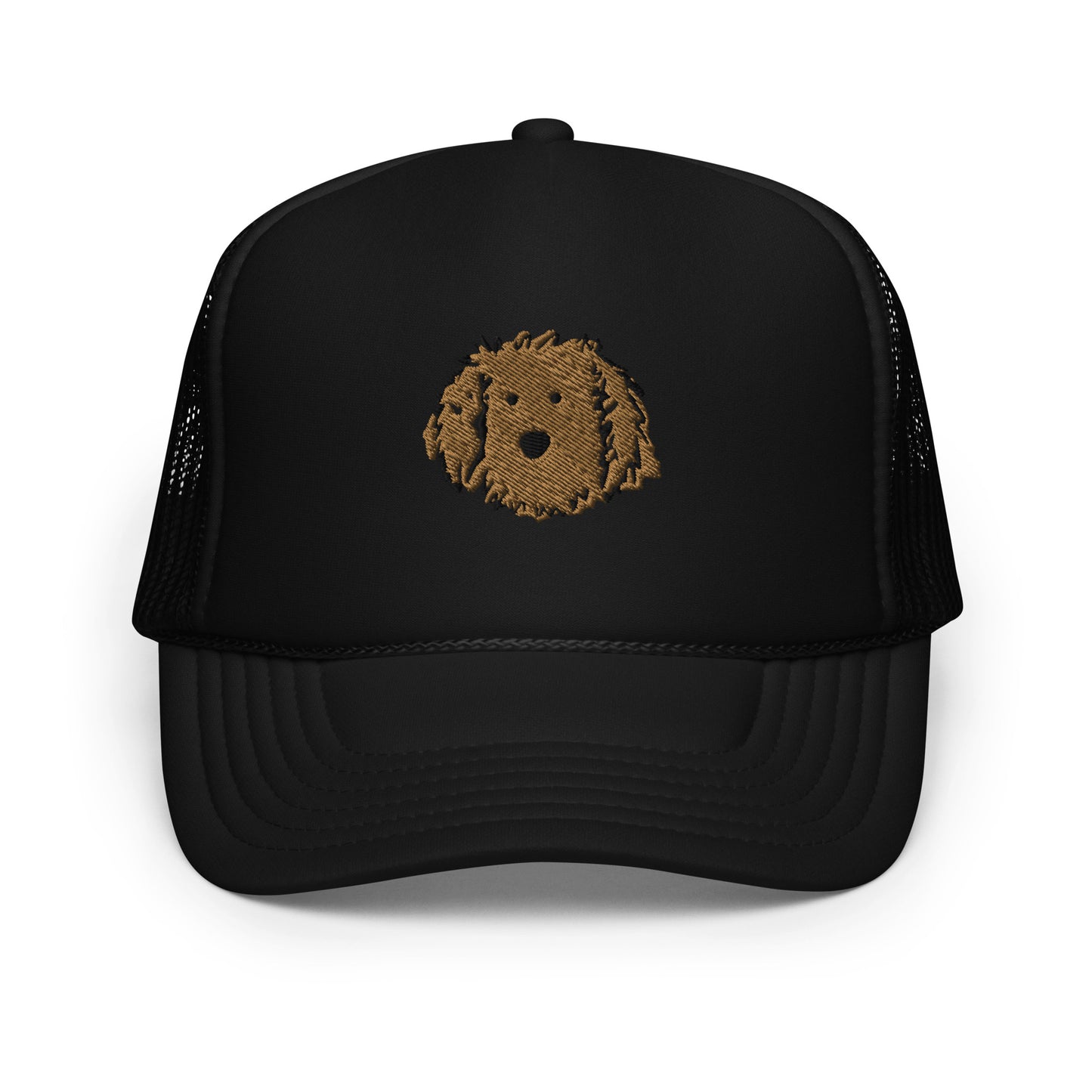 Embroidered Apricot Doodle Foam Trucker Hat