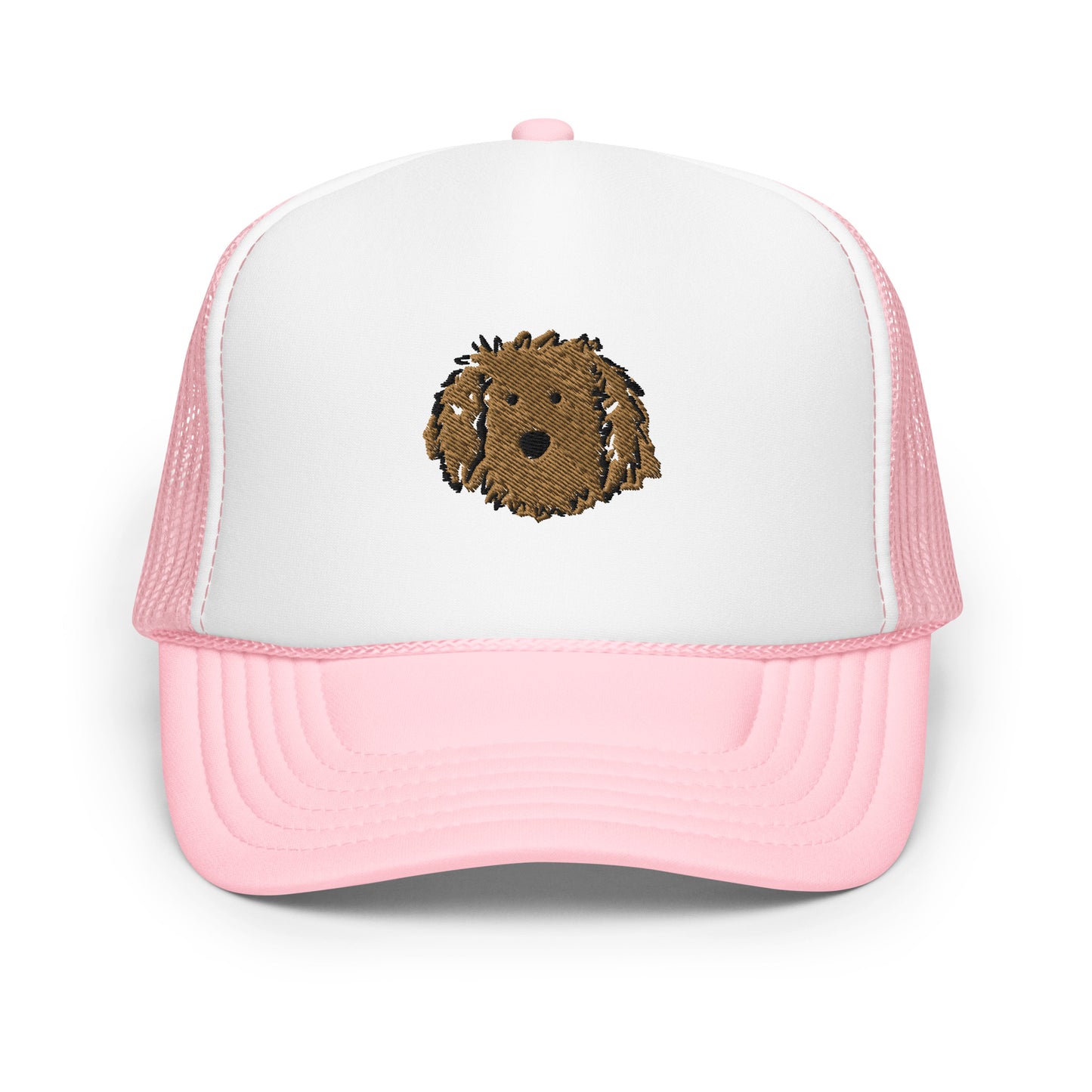 Embroidered Apricot Doodle Foam Trucker Hat