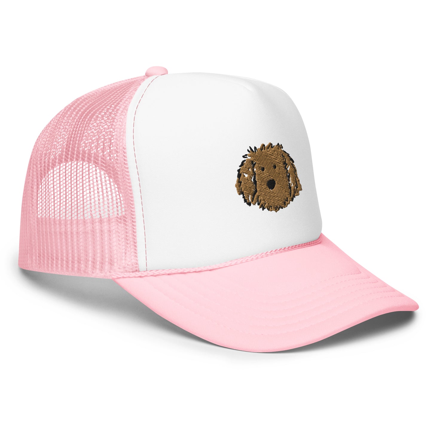 Embroidered Apricot Doodle Foam Trucker Hat