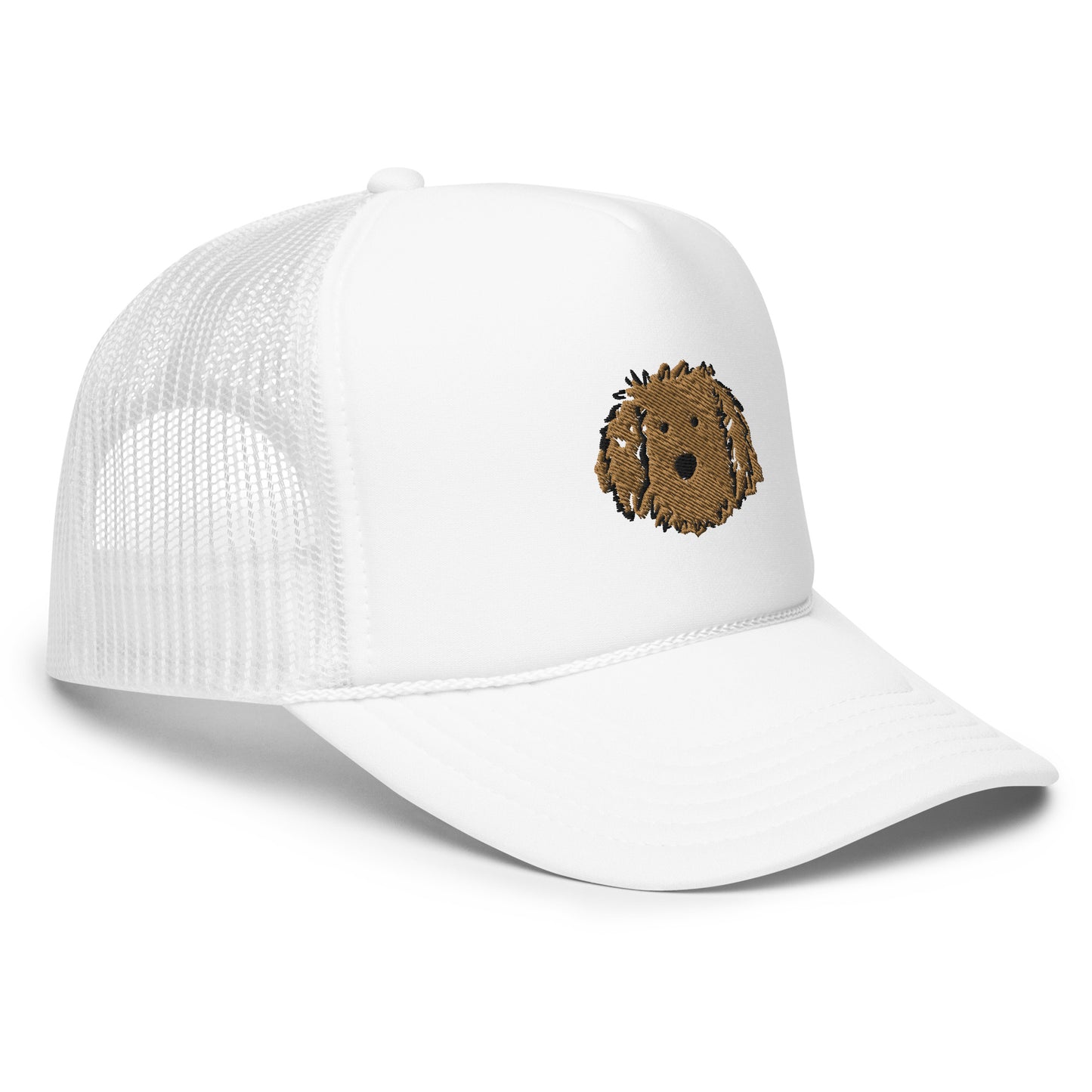 Embroidered Apricot Doodle Foam Trucker Hat