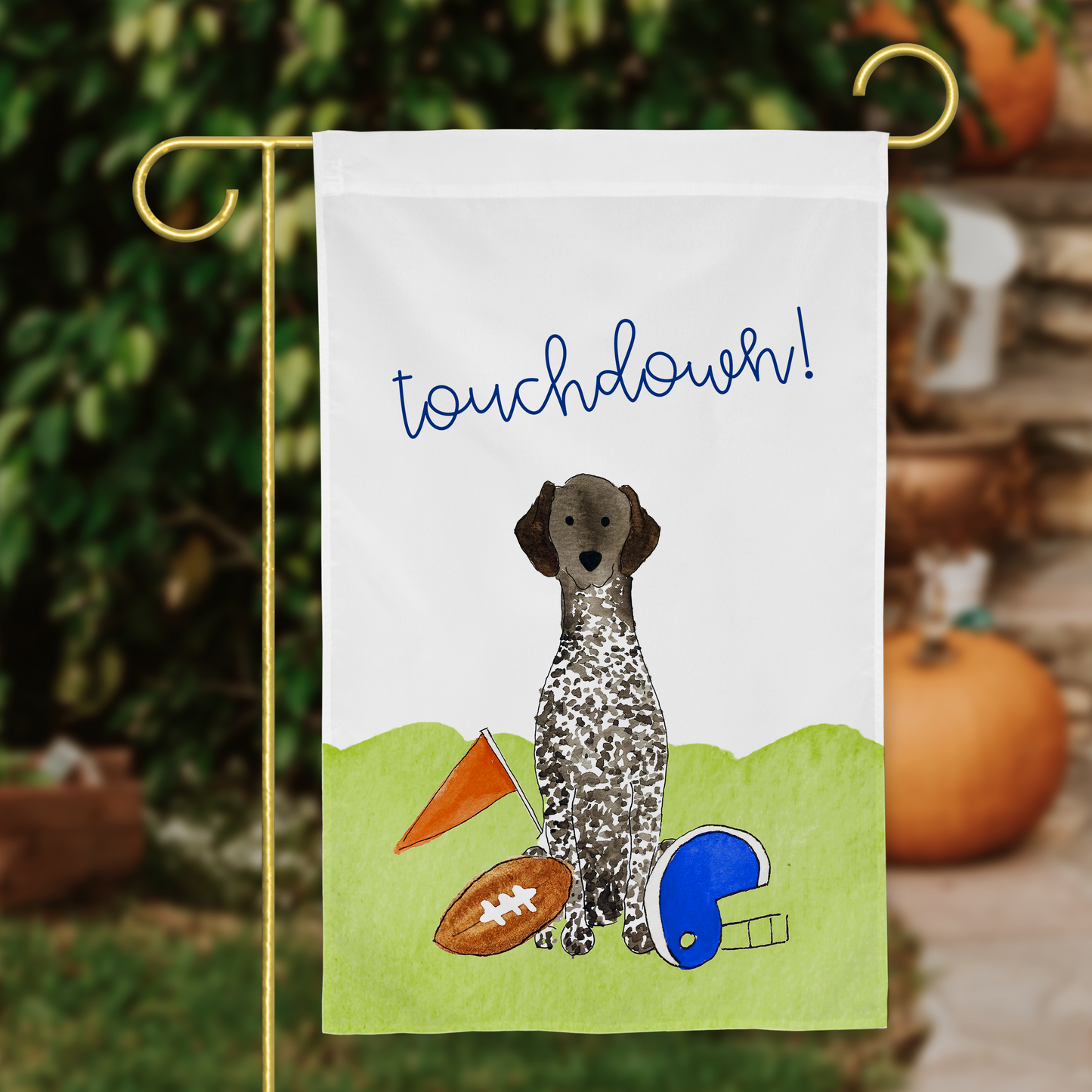 Sporty Football German Shorthaired Pointer Garden Flag