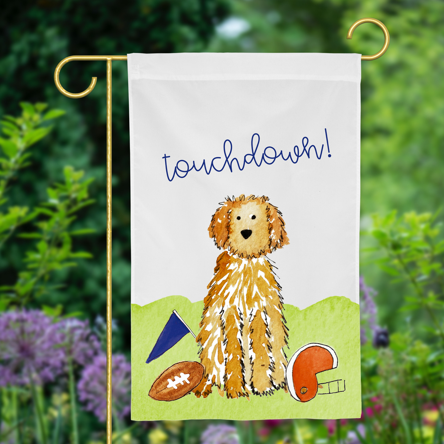 Sporty Football Doodle Garden Flag