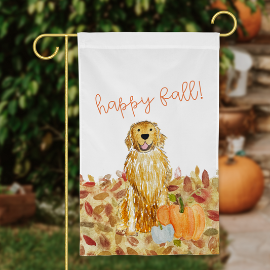Fall Pumpkin Golden Retriever Garden Flag