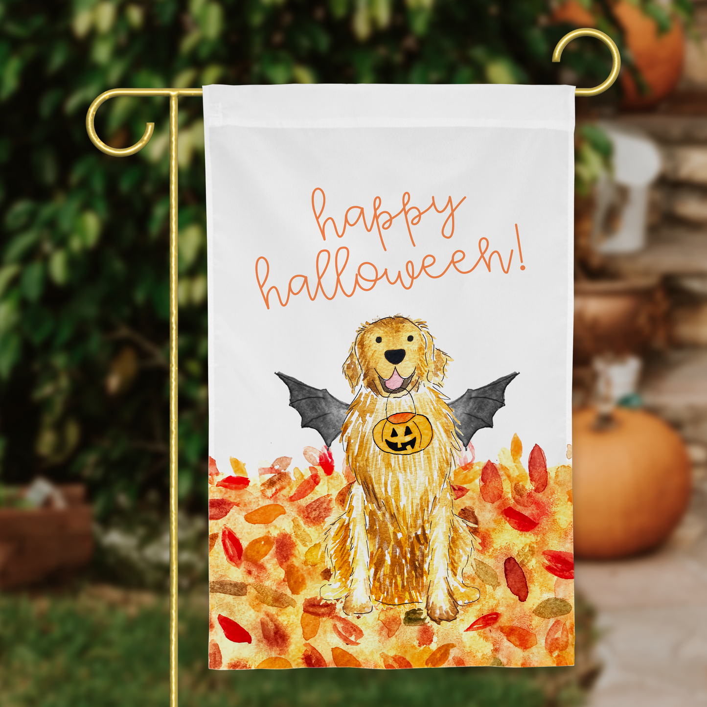 Spooky Golden Retriever Garden Flag