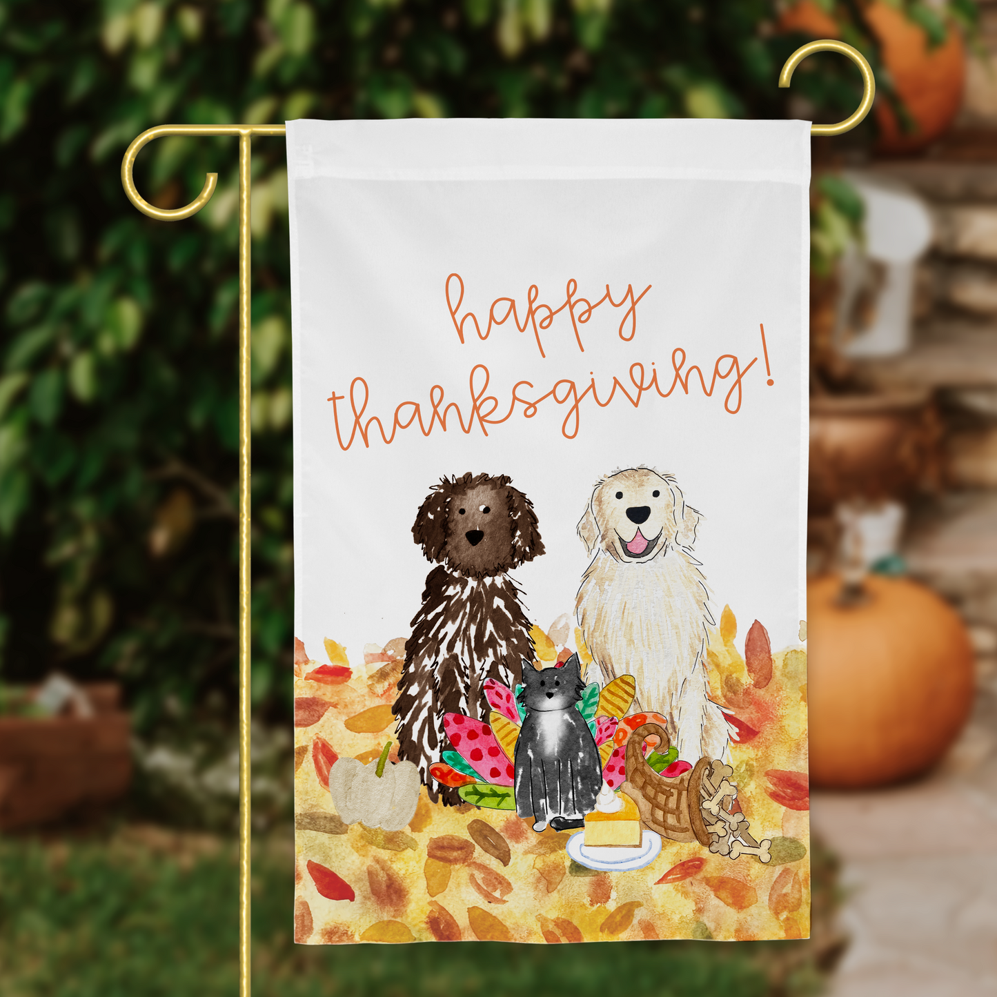 Thanksgiving Gobble Mix and Match Pet Garden Flag