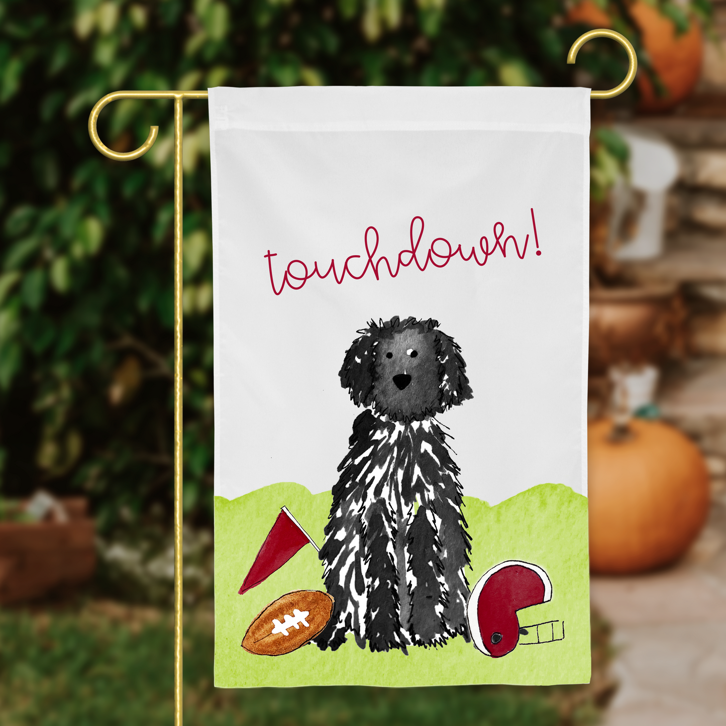 Sporty Football Doodle Garden Flag