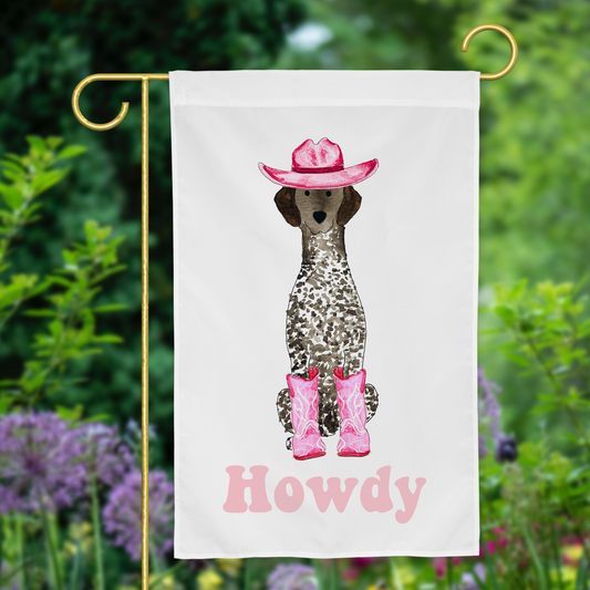 Howdy Cowgirl German Shorthaired Pointer Garden Flag