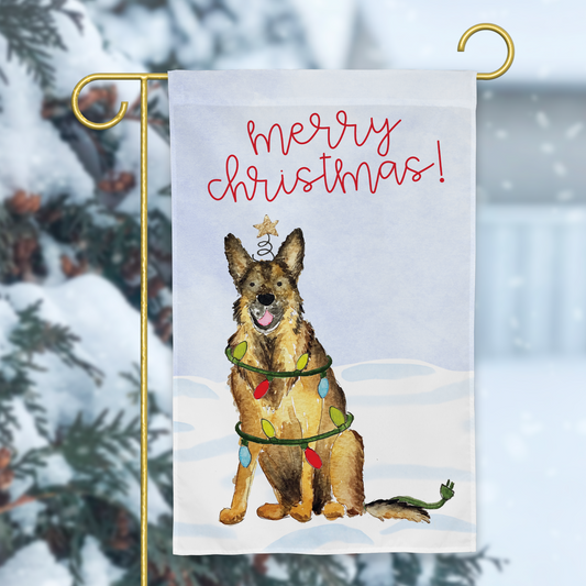 Festive Christmas German Shepherd Garden Flag