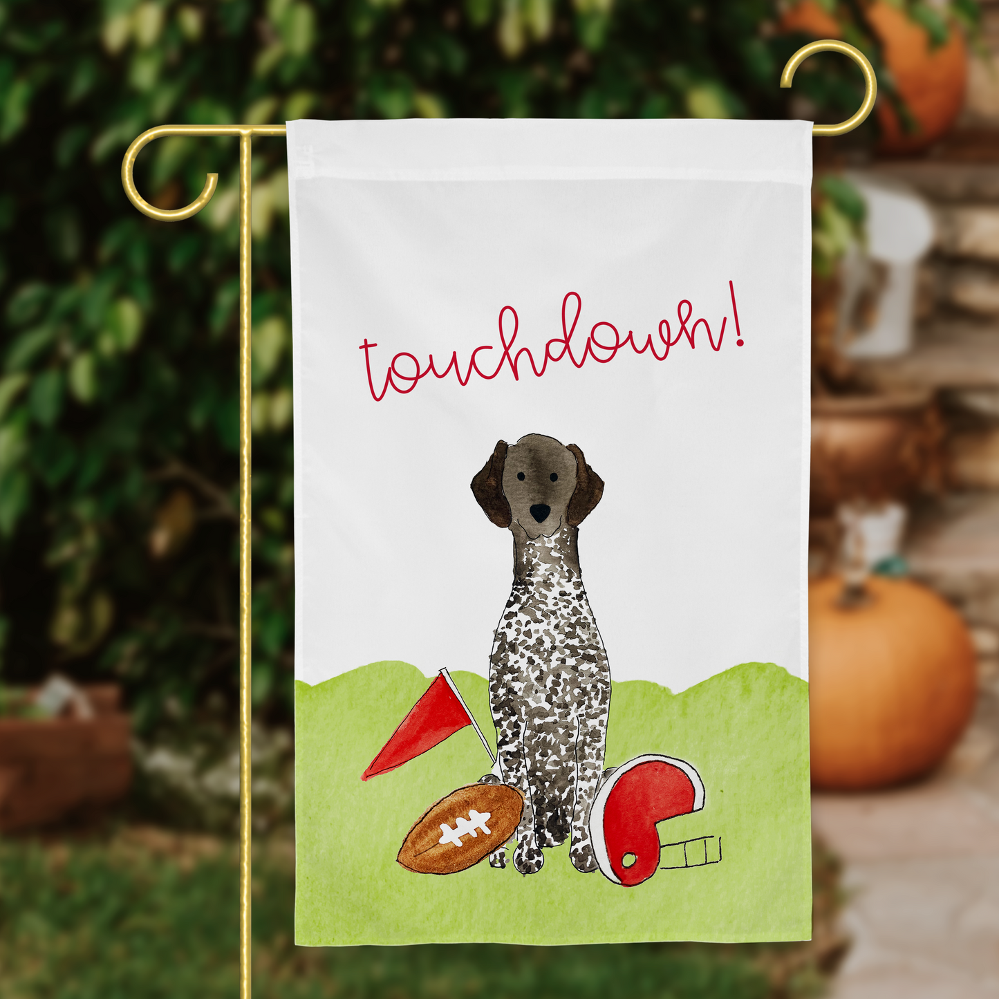 Sporty Football German Shorthaired Pointer Garden Flag