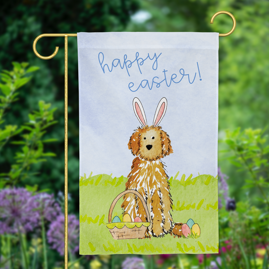 Easter Bunny Doodle Garden Flag