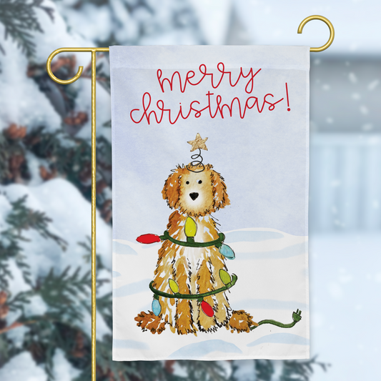 Festive Christmas Doodle Garden Flag