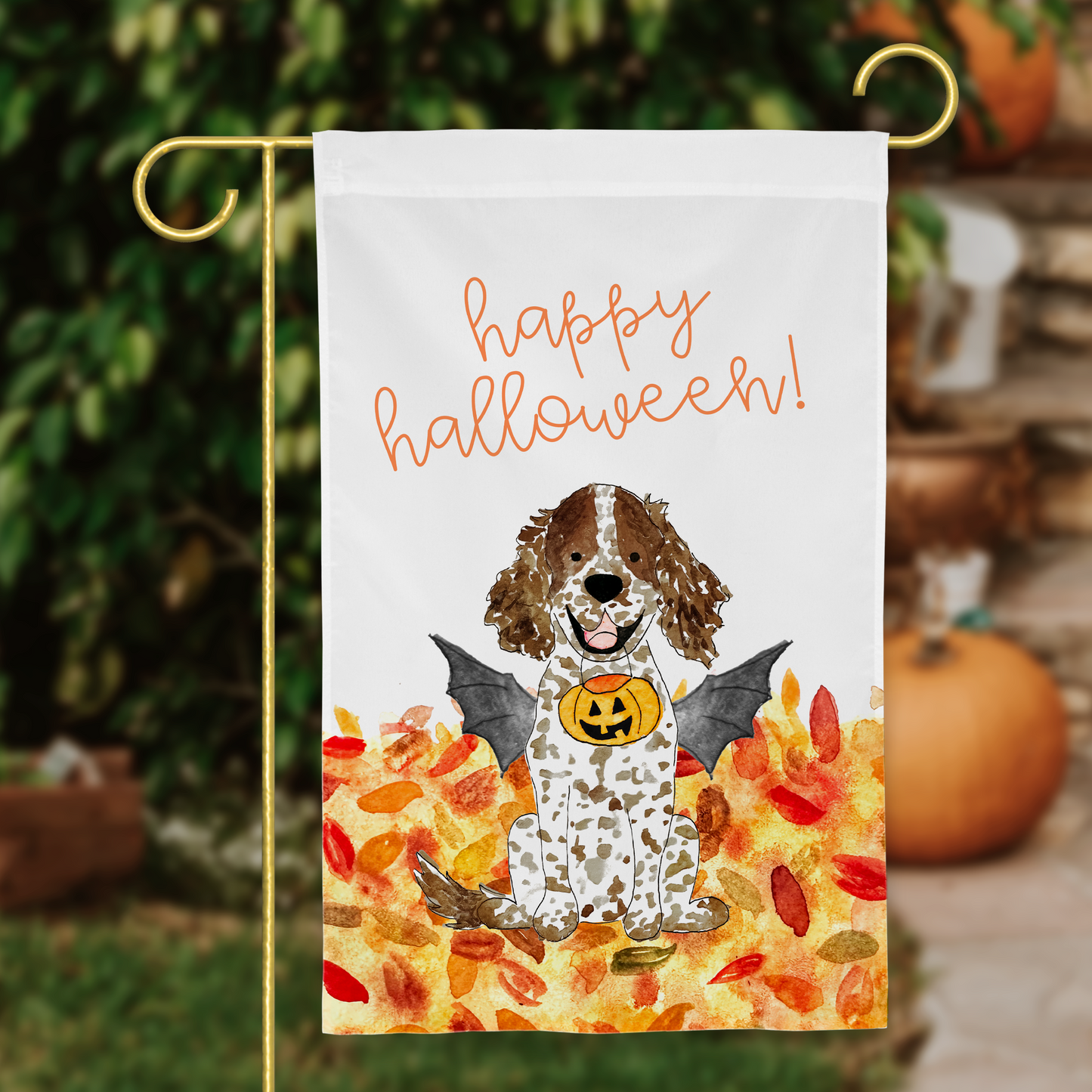 Spooky Halloween Spaniel Garden Flag
