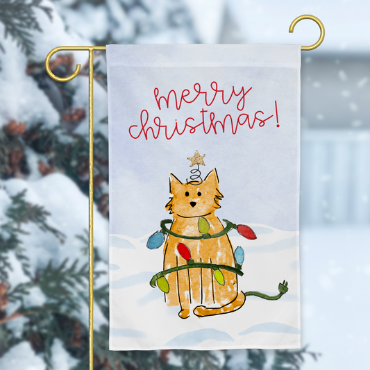 Festive Christmas Cat Garden Flag