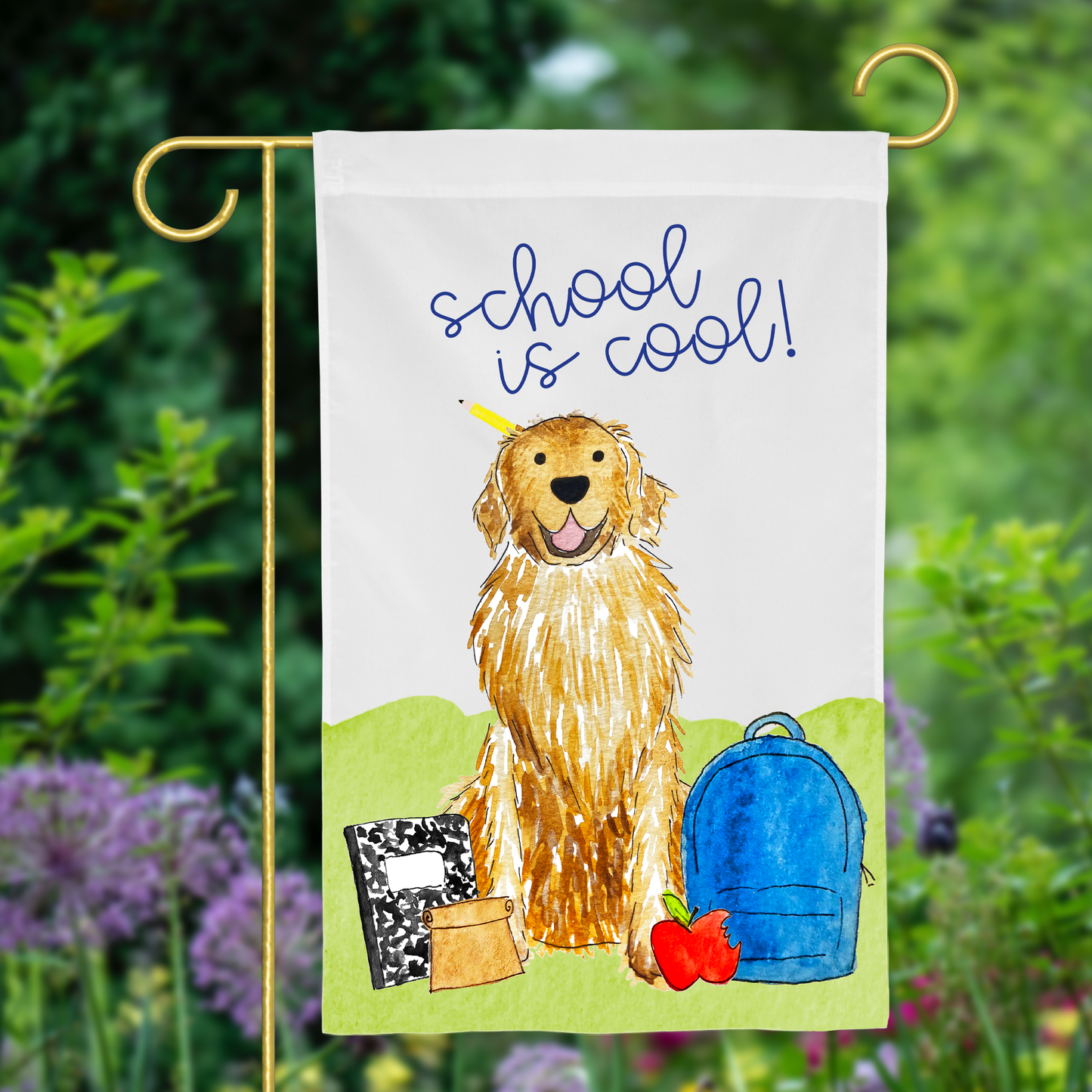 Smarty Pants Golden Retriever Garden Flag
