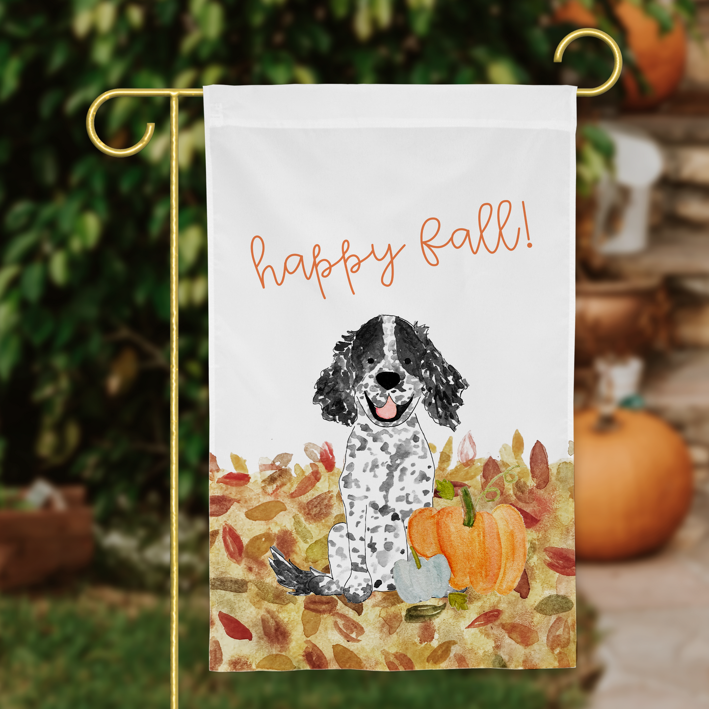 Fall Pumpkin Spaniel Garden Flag