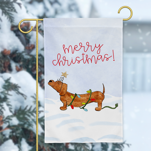 Festive Christmas Dachshund Garden Flag