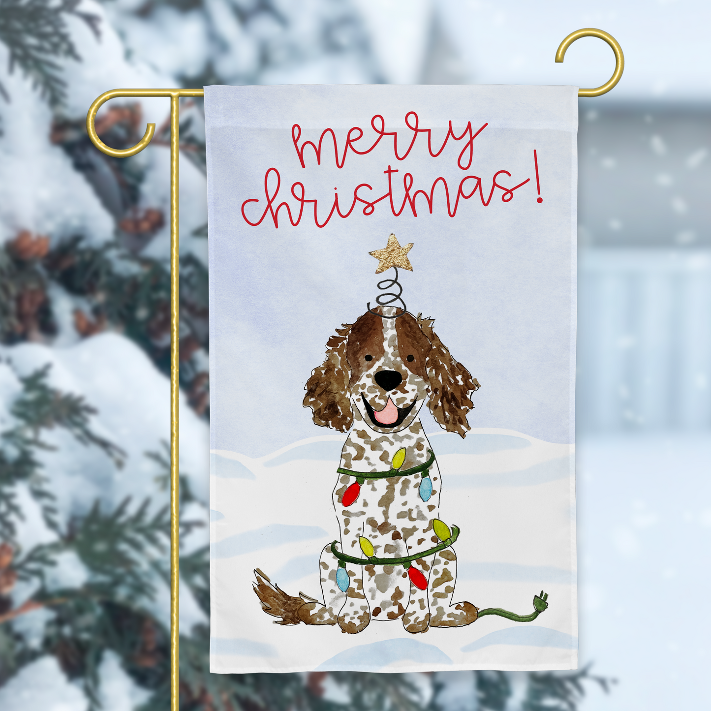 Festive Christmas Spaniel Garden Flag