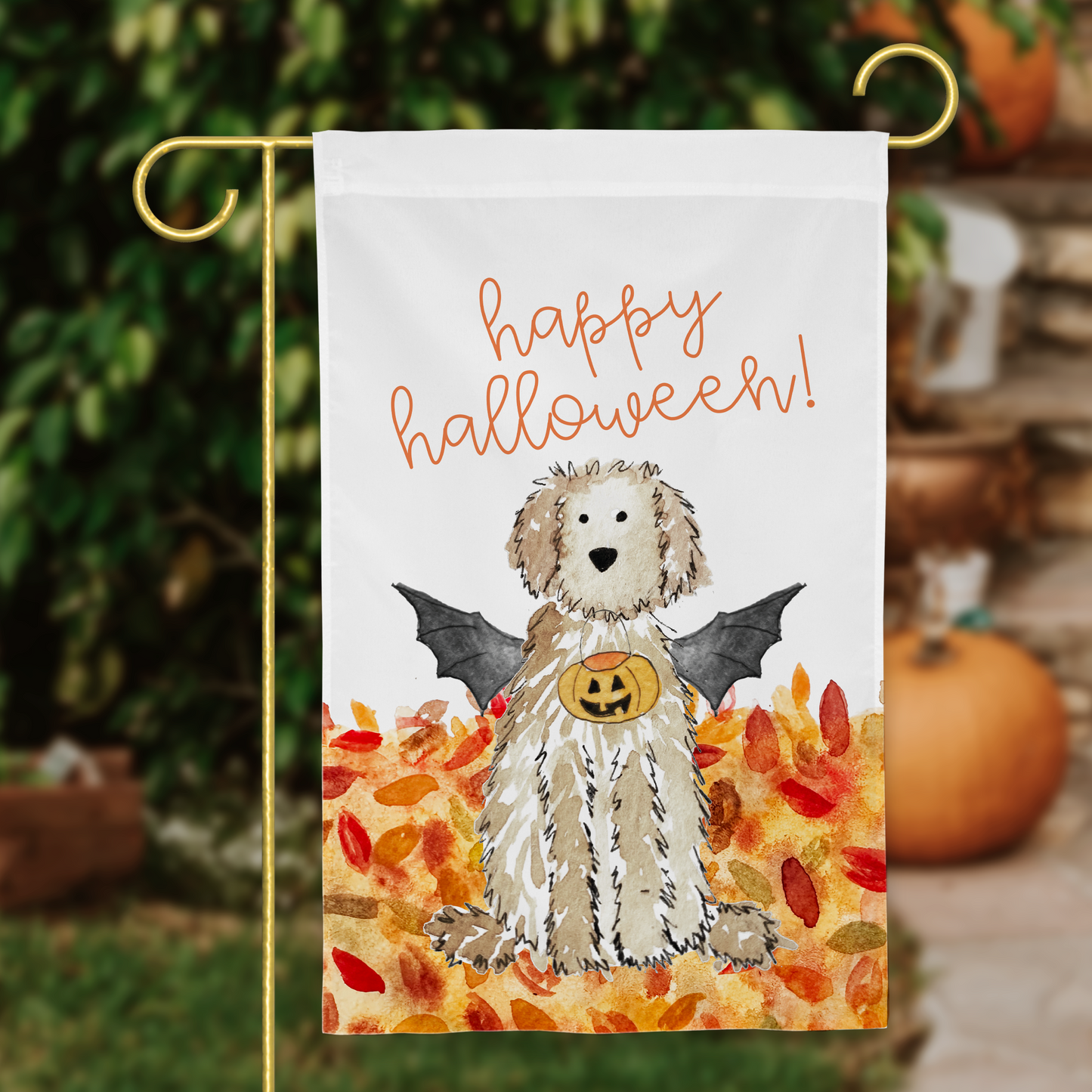 Spooky Halloween Doodle Garden Flag