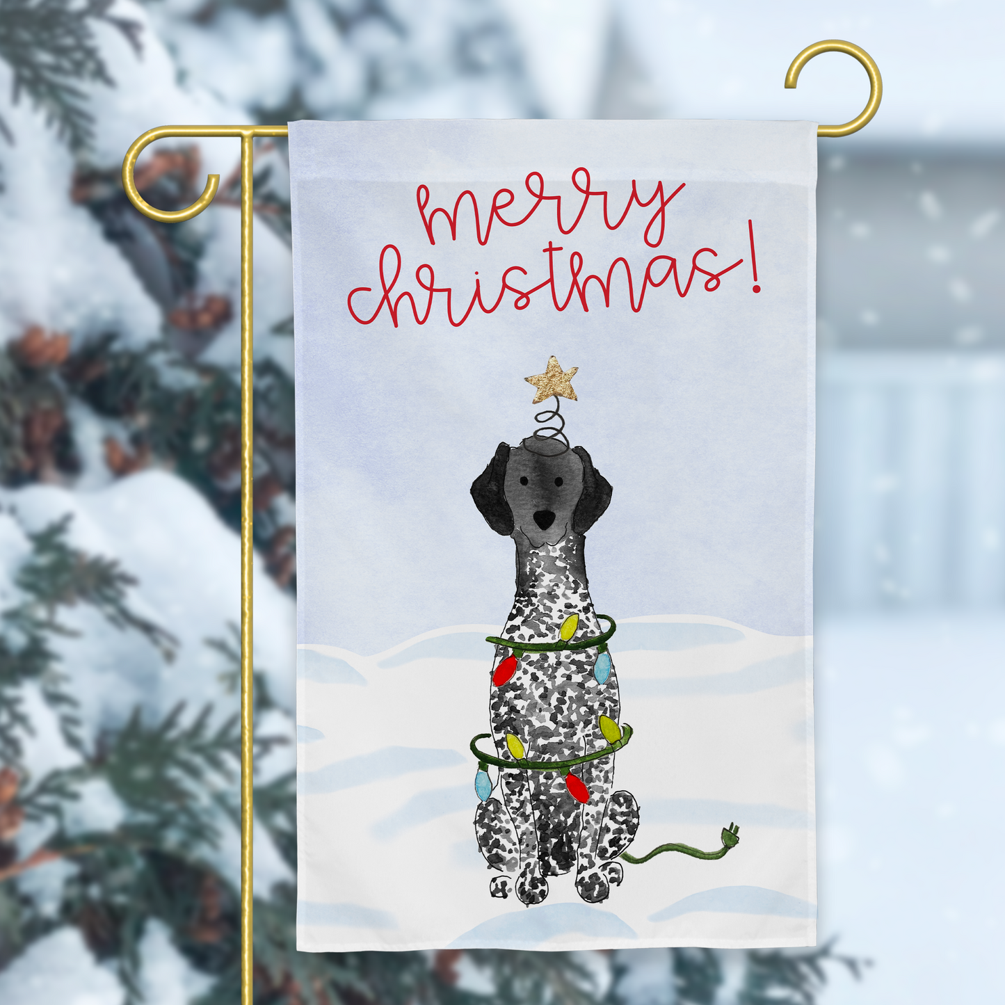 Festive Christmas German Shorthaired Pointer Garden Flag