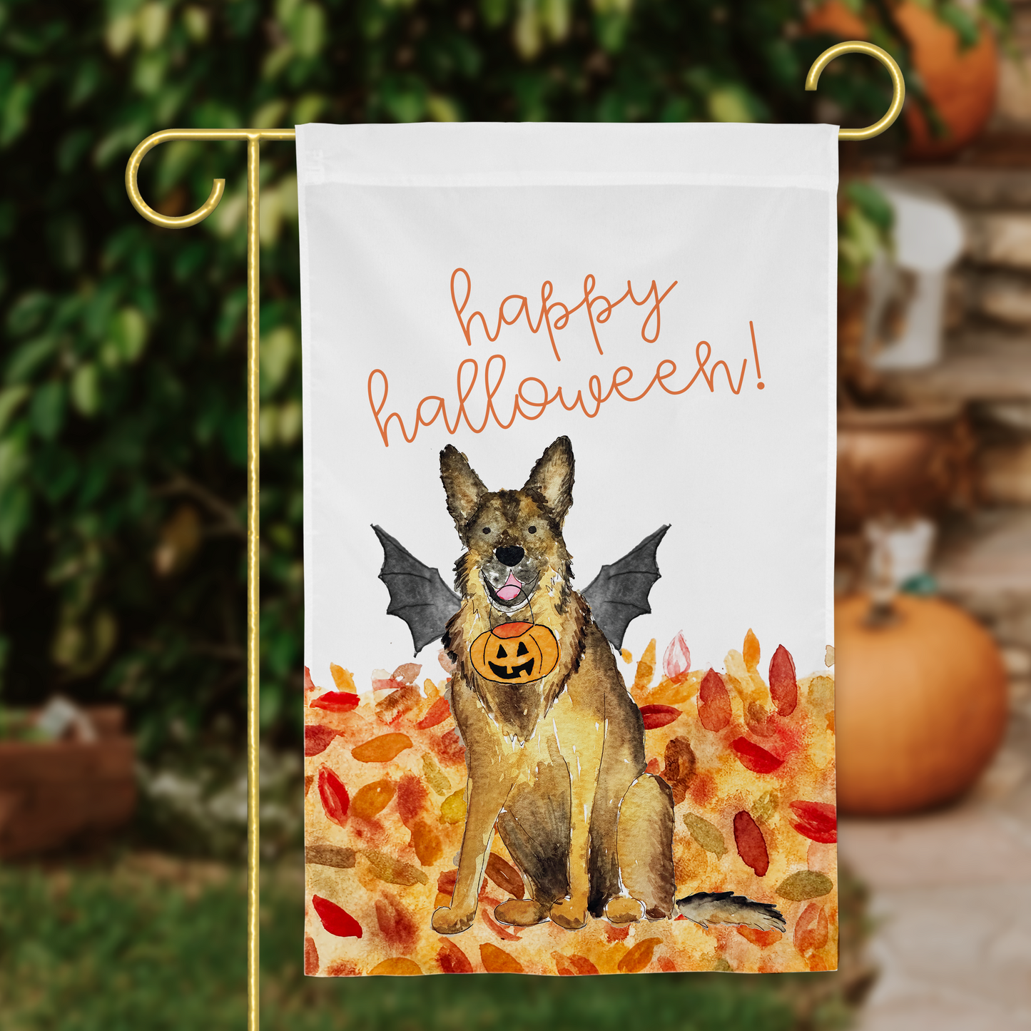 Spooky German Shepherd Garden Flag