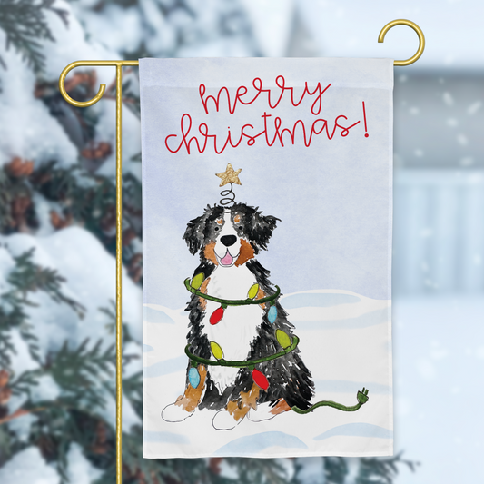 Festive Christmas Bernese Mountain Dog Garden Flag