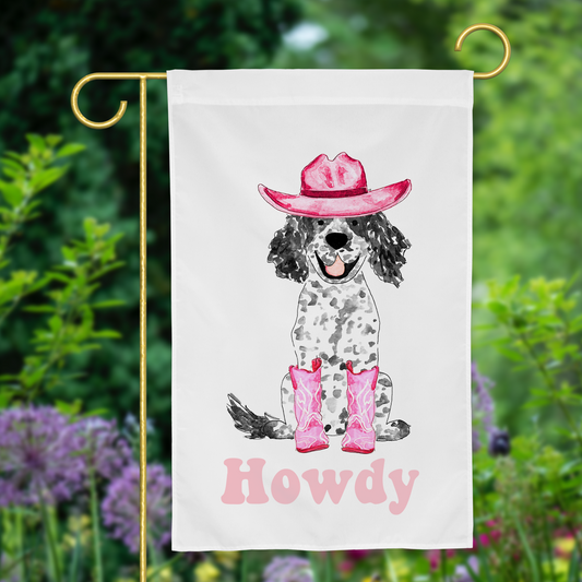 Howdy Cowgirl Brown Spaniel Garden Flag