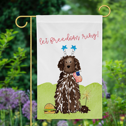 *Quick Ship* Patriotic Brown Doodle Garden Flag