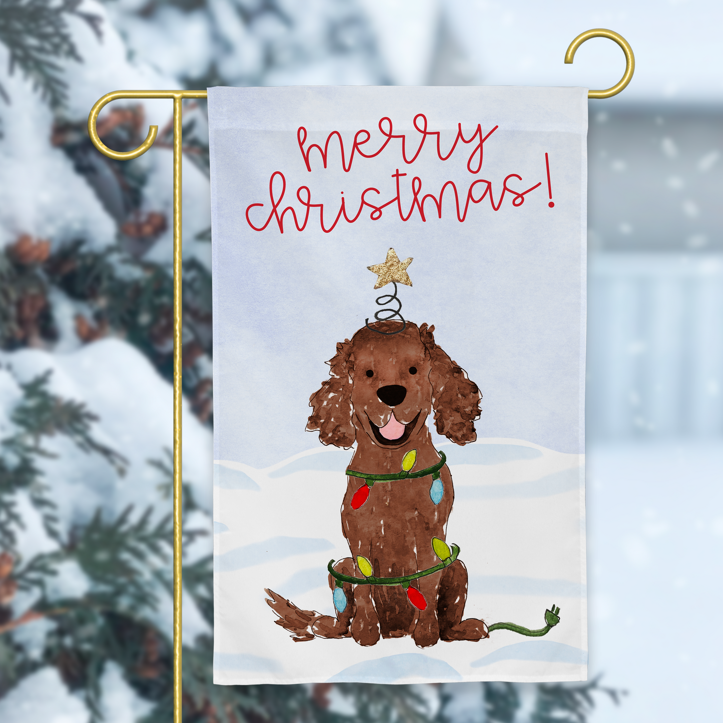 Festive Christmas Spaniel Garden Flag