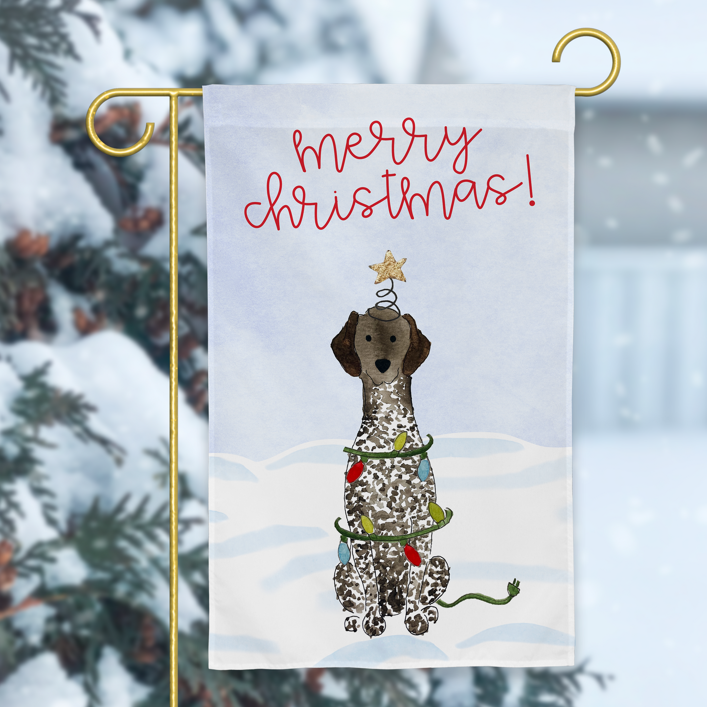Festive Christmas German Shorthaired Pointer Garden Flag