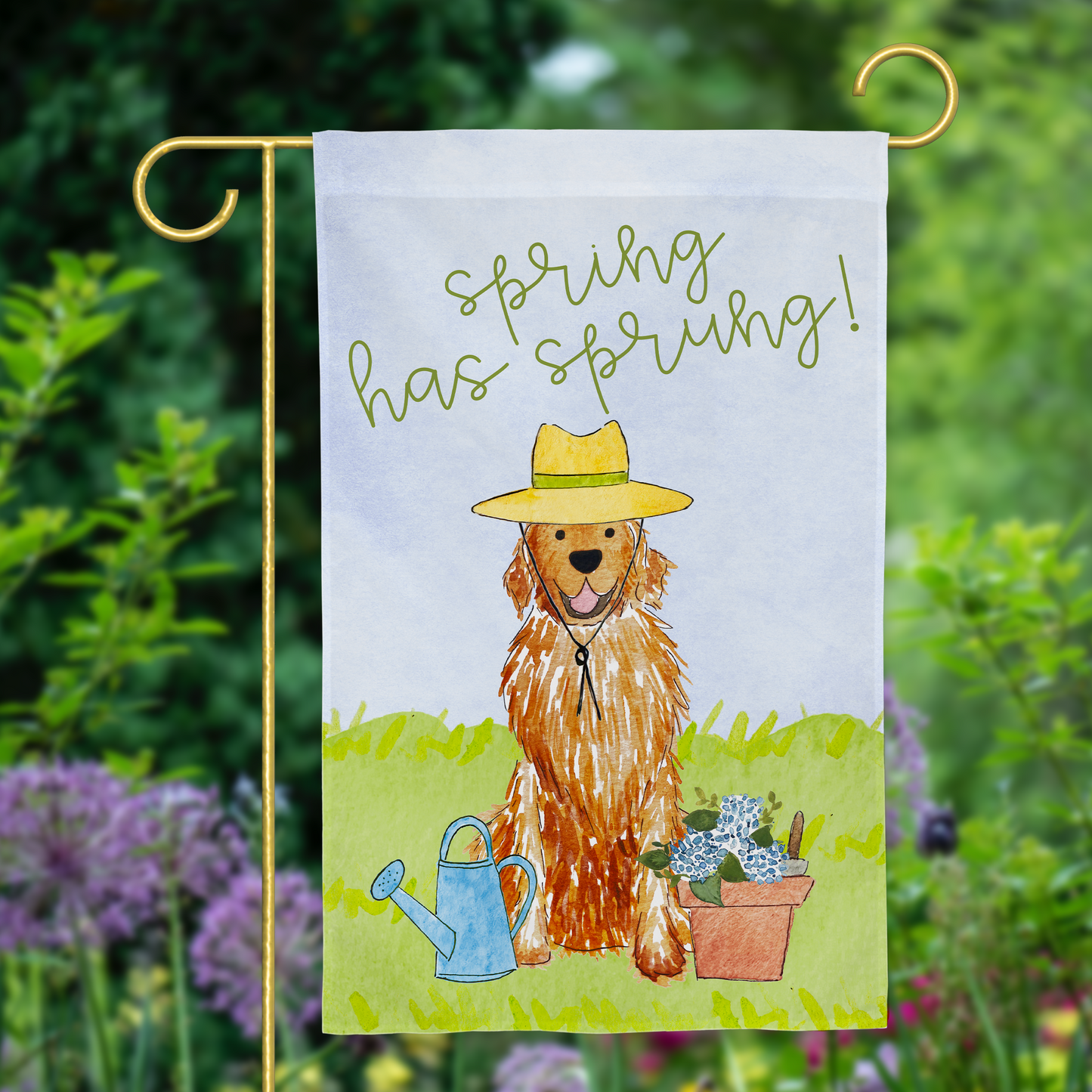 Spring Flower Golden Retriever Garden Flag