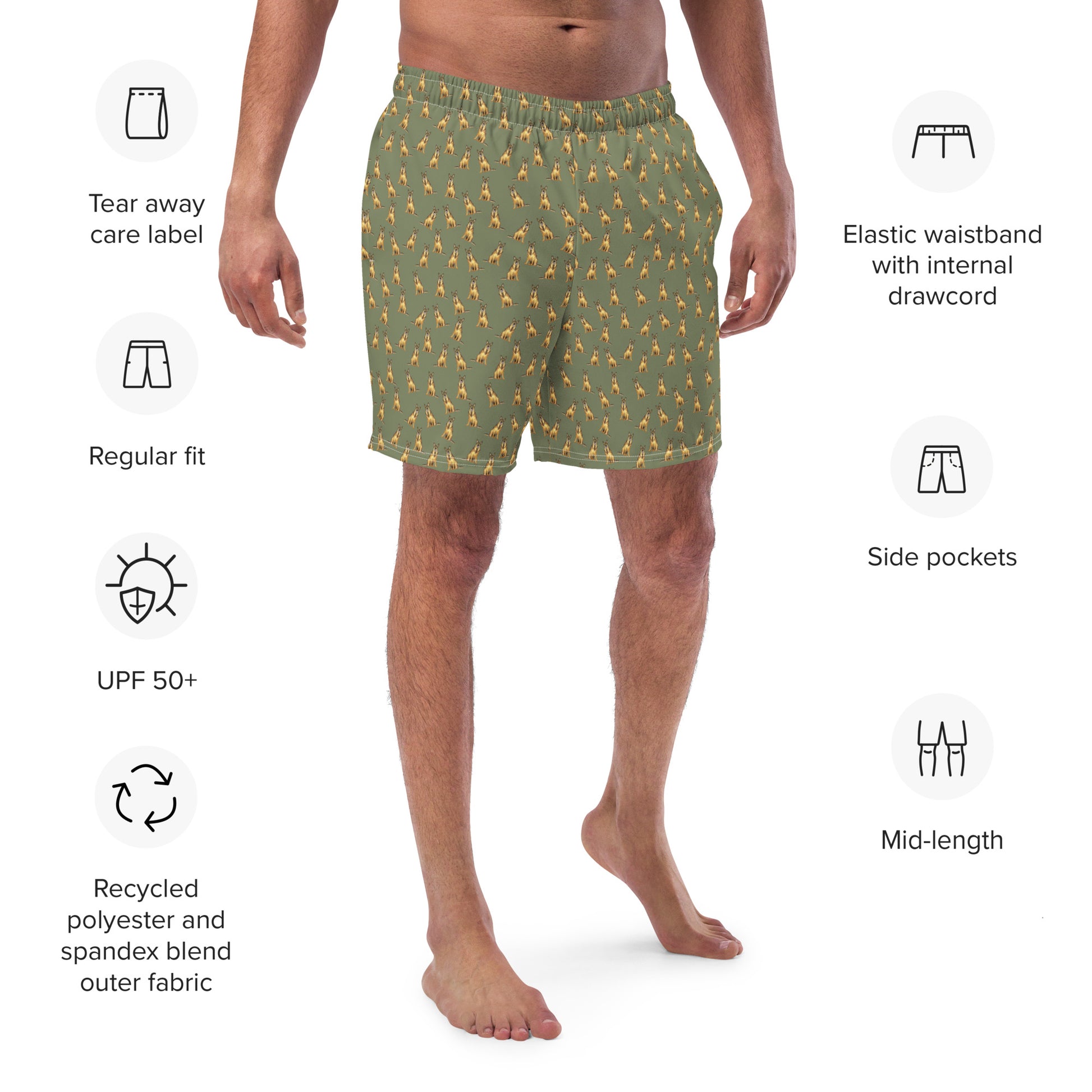 german shepherd owner gift idea, german shepherd swim trunks