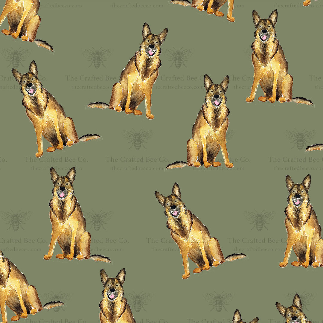 german shepherd pattern pattern fabric close up view